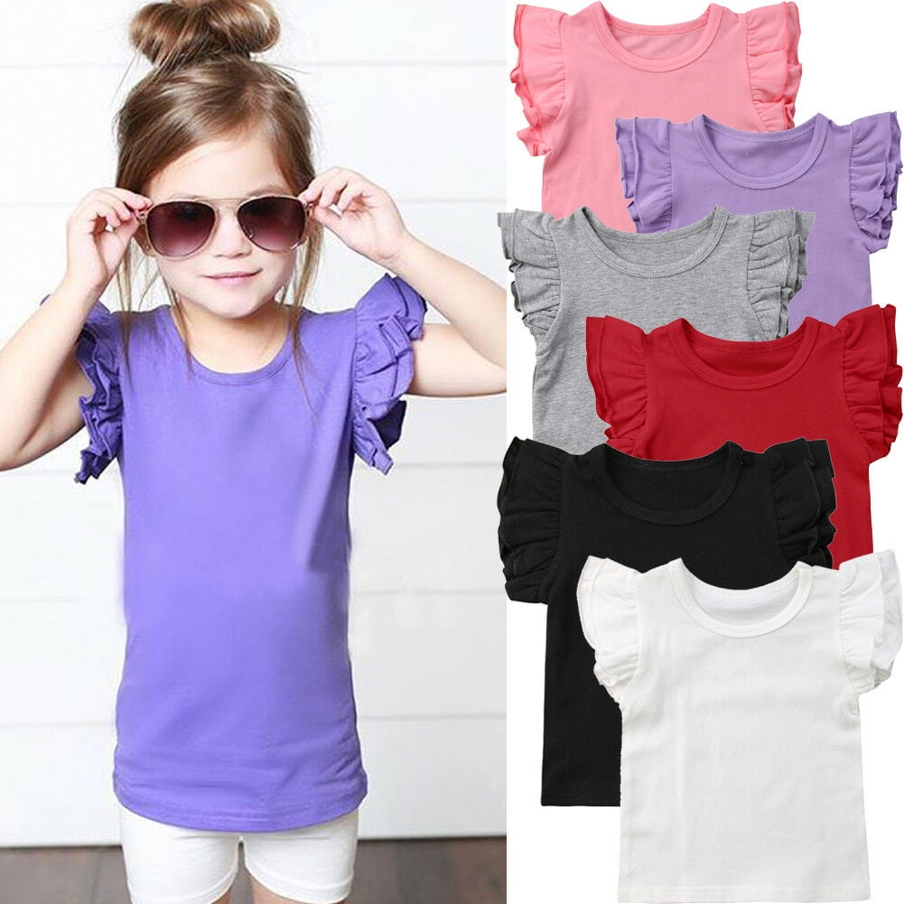 Toddler kids Baby Girls Short Sleeve Loose Tops Shirt Blouse Clothes