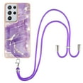 thumbnail image 2 of SaniMore for Samsung Galaxy S22 Ultra 6.8" 2022 Case with Detachable Crossbody Lanyard Shockproof TPU Backplane Marble Pattern Luxury Fashion Anti-drop Slim Lightweight Cover, Purple, 2 of 4