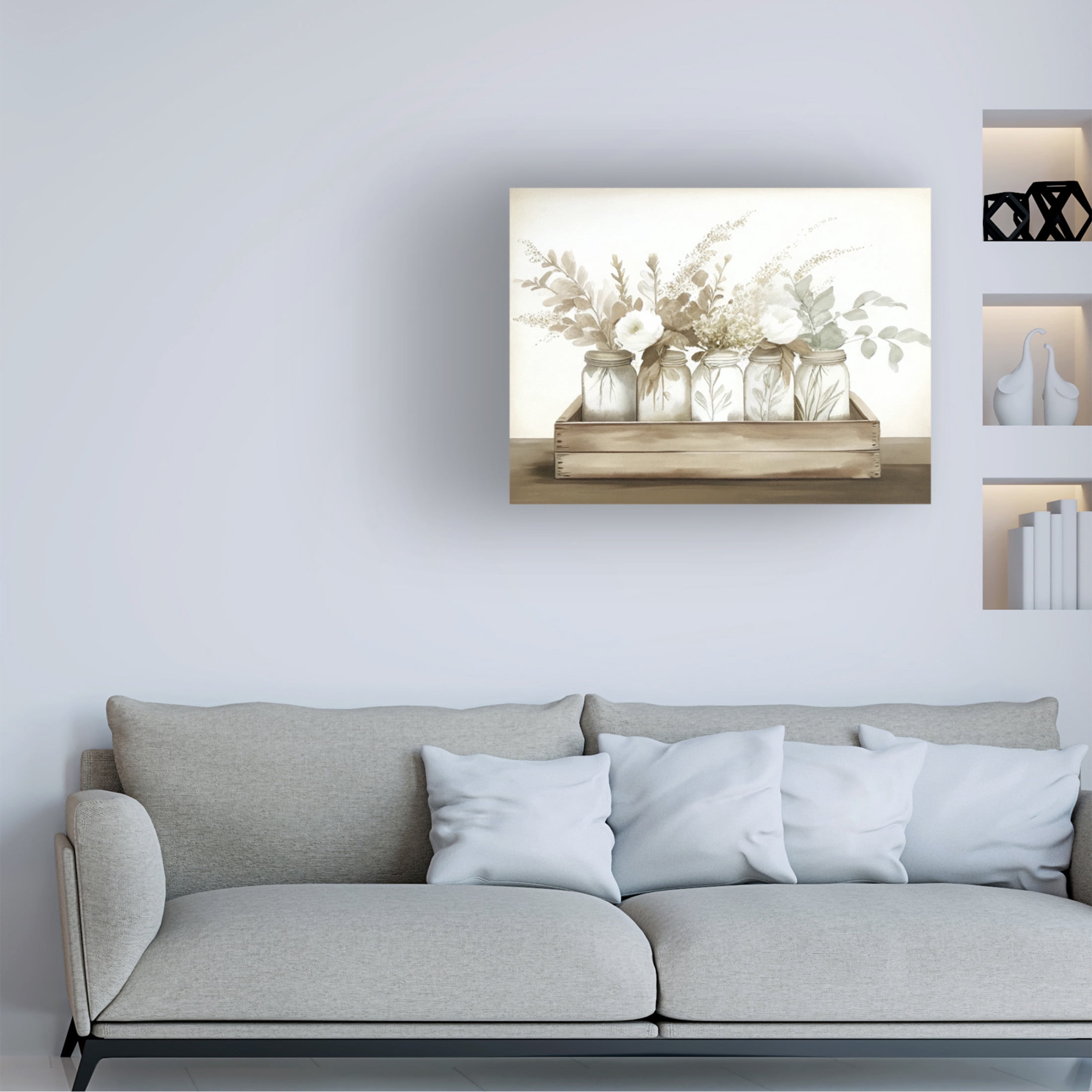 Canvas Wall Art - Sasha 'Mason Jars III' Wall Art for Living Room, Bedroom, or Office Décor by Trademark Fine Art - 24 x 18 Inches