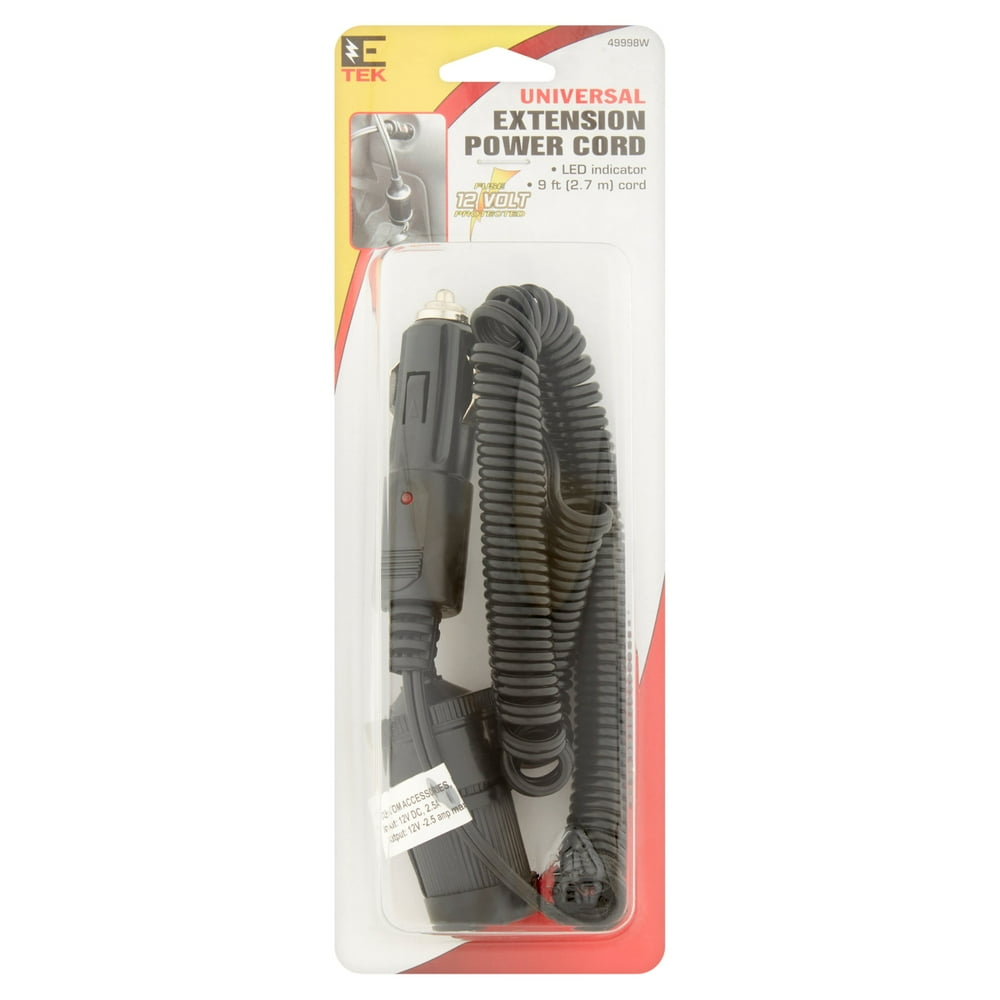 TEK Universal Extension Power Cord Fuse 12 Volt Protected 49998W