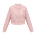 thumbnail image 7 of Idoravan Womens Lace Jacket Womens Cropped Lace Jacket Fashion Women Casual Zipper Lace Solid Long Sleeve Short Jacket Coat, 7 of 7