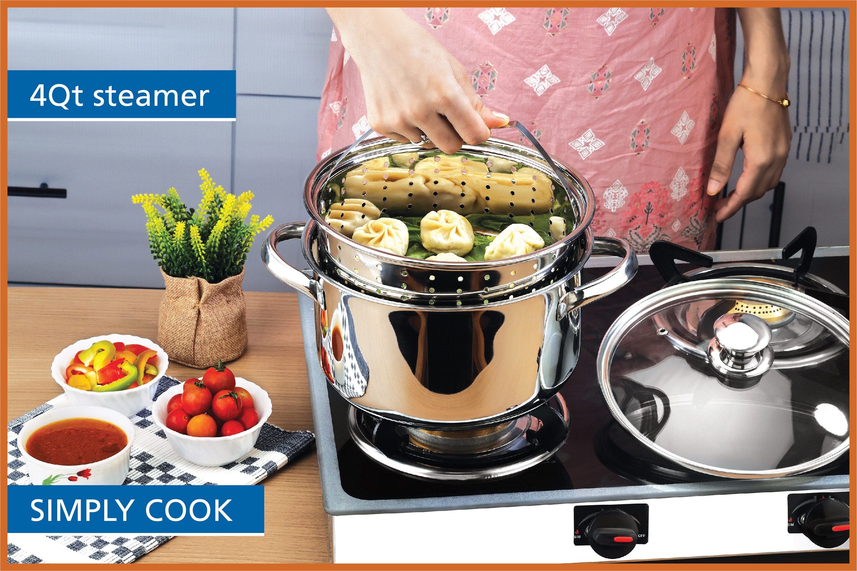 Mainstays 4-Quart Stainless Steel Steamer Pot with Lid photo 6