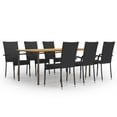 thumbnail image 1 of vidaXL 7 Piece Garden Dining Set Poly Rattan Black, 1 of 7