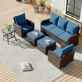 thumbnail image 6 of Homrest Outdoor Patio Couch Sofa, All-Weather PE Wicker 3 Seater Couch, Outdoor Seating Patio Furniture Sofa with Cushions, Modern Garden Furniture for Deck, Balcony, Porch(Navy), 6 of 7
