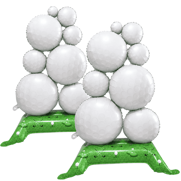 SMIGLISIFY 2-Pack 3.5 Ft Giant Self-Standing Golf Balloons, White Foil Balloons for Golf Birthday Party and Team Celebration