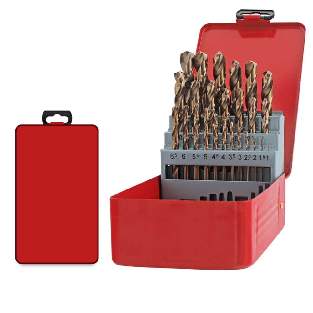 Hss Titanium Coated Drill Bit Set For Metal Plastic Wood 13/19/25Pc Straight Shank Bits With Storage Case For Stainless Steel Cast Iron Copper Aluminum 19Pcs