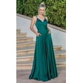 thumbnail image 1 of Vestidos de dama de honor con cuello en V y tirantes finos, vestidos de noche sin espalda sin mangas divididos, vestidos de baile hasta el suelo con bolsillos, 1 of 5
