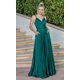 thumbnail image 1 of Vestidos de dama de honor con cuello en V y tirantes finos, vestidos de noche sin espalda sin mangas divididos, vestidos de baile hasta el suelo con bolsillos, 1 of 5