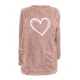 thumbnail image 4 of Busydd Womens Sweatshirts Fuzzy Fleece Winter Warm Long Sleeve Crewneck Sweatshirt Trendy Heart Print Pullover Tops Casual Oversized Thermal Sweatshirt with Pockets, 4 of 4