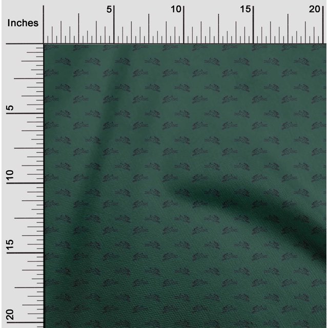 oneOone Silk Tabby Teal Green Fabric Rabbit Animal Dress Material Fabric Print Fabric By The Yard 42 Inch Wide