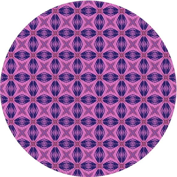 Ahgly Company Machine Washable Indoor Round Transitional Bright Purple Area Rugs, 7' Round