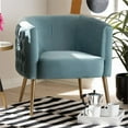 thumbnail image 2 of Bowery Hill Modern Light Blue Velvet Accent Chair, 2 of 9