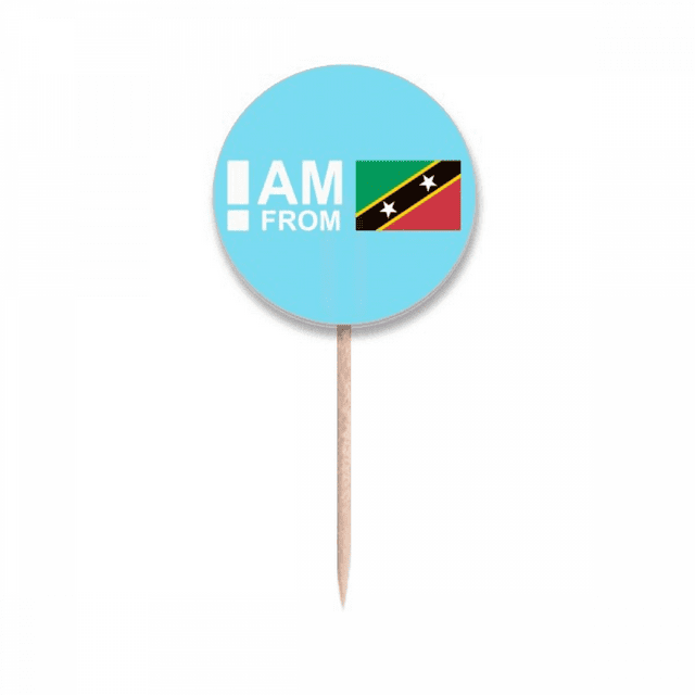 Je Viens de Kitts Nevis Drapeaux Cure-Dents Étiquettes Rondes Décoration de Fête