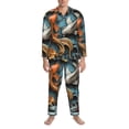thumbnail image 3 of Fuzoiu Colorful Koi Fish Art Print Men's Long-Sleeved Pajama,Lounge Button Down Nightwear,Mens Notch Collar Pajama Set -Large, 3 of 7