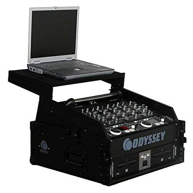 Odyssey Innovative Designs FZGS1002BL Black Label Flight Zone Glide Style Combo Rack - 10U Over 2U (Black)