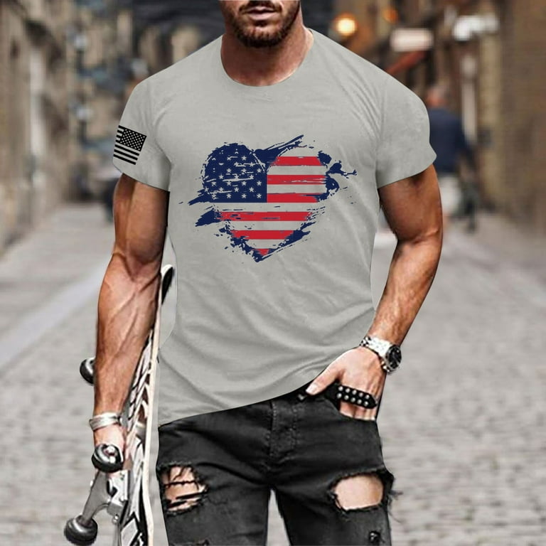 SZXZYGS Men's T Shirts Funny Graphic Mens Summer Independence Day Fashion  Casual Printed T Shirt Short Sleeve 