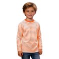 thumbnail image 4 of Ticikt Girls Boys Striped Thumb Hole Long Sleeve Shirts Kids Crewneck Tunic Tops Curved Hem Tees,Color:Orange,Size:4-5 Years, 4 of 6