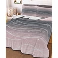 thumbnail image 3 of Quilts Queen Size Bedding Set, Pink Black Ombre Lightweight Quilted Comforter, Modern Abstract Striped Polka Dots Soft Reversible Bedspread Coverlet with Pillow Covers for All Season, 90" x 96", 3 of 7
