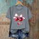 thumbnail image 4 of Xuyuer Valentine's Day Shirts for Women:Cute Love Heart Tshirts Graphic Tees Valentine Casual Short Sleeve Top bow tie fashion casual printed round-neck short-sleeved T-shirt top, 4 of 6