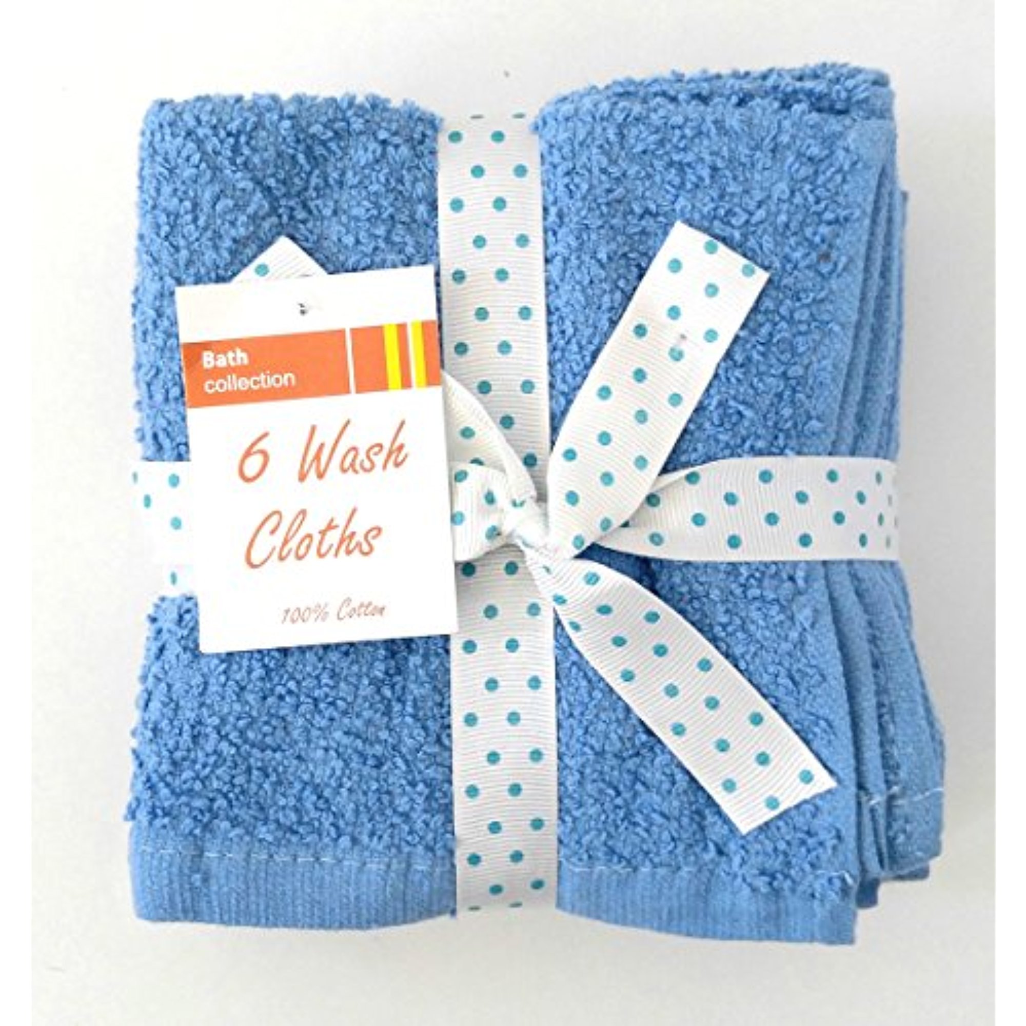 Set of 6 Bath Collection 100 Springcolored Wash Cloths (periwinkle