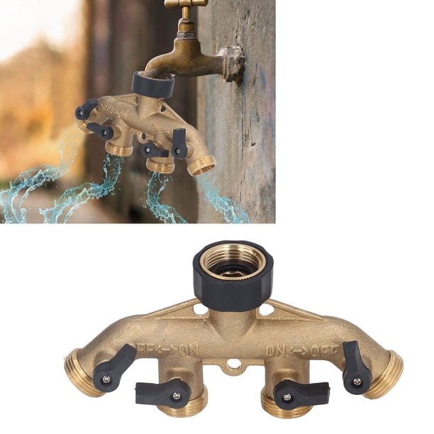 Manguera De 4 Vías, Colector De Grifo, Conector De Latón, Distribuidor Para Riego De Jardín, Rosca De 3/4 Pulgadas