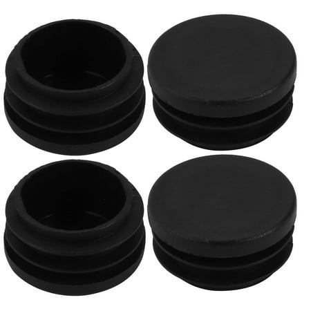 4pcs 32mm Diameter Tube Insert Chair Leg Cap Round Black Plastic Tubing Plug