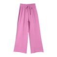 thumbnail image 7 of ZHUASHUM Women Casual Pants High Waist Joggers Wide Leg Solid Color Sweatpants Long Pants With Pocket Summer Leisure Daily Casual Beach Travel Vacation Outfits M Pink, 7 of 7