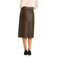 thumbnail image 3 of INSPIRE CHIC Women's Faux Leather Skirt PU High Waist Business Casual Knee Length Skirts XL Brown, 3 of 4