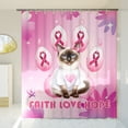 thumbnail image 3 of Faith Love Hope Siamese Breast Cancer Awareness Survivor Shower Curtain Cat Lover Kitten Owner Gifts Waterproof Bathroom Bathtub Curtain - 02017, 3 of 5