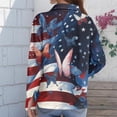 thumbnail image 4 of Iaqnaocc 4th Of July Tops for Women Trendy Button-Down Collared Patriotic American Flag Butterfly Striped Freedom Long Sleeve Tops 250 Anniversary Usa Lightweight Tee Top Navy XXXL, 4 of 4