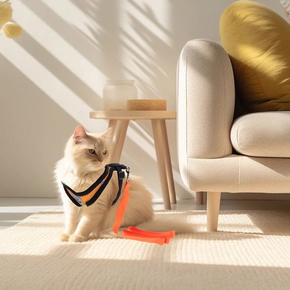 OFFIGAM Durable Orange Mesh Pet Halter Harness with Padded Panels Ideal for Training and Outdoor Use