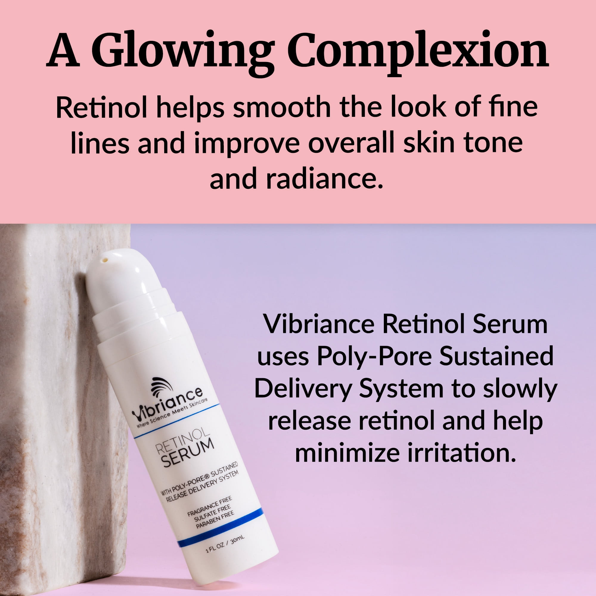 Vibriance Retinol Serum for Face - Reduces Appearance of Deep Wrinkles and Large Pores, Enhances Tone, Improves Complexion - Sensitive, Mature Skin Night Cream - 1 fl oz