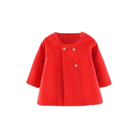 

Sunisery Toddler Kids Baby Girls Warm Wool Trench Coat Buttoned Windbreaker Winter Warm Jacket Overcoat Cloak 0-5Y
