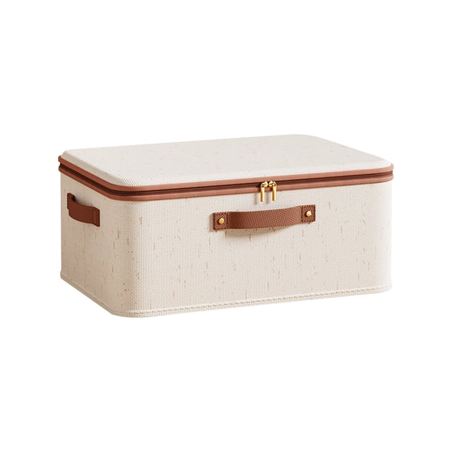 Isvgxsz Storage Bins with Lids, Foldable Linen Fabric Storage Boxes with Lids, Collapsible Closet Organizer Containers with Cover for Home Bedroom Office