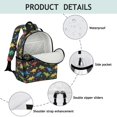 thumbnail image 4 of Black Cartoon Dinosaurs Colorful Leaves Cute School Backpack Bag for School with Padded Back and Adjustable Shoulder Straps 15.25"x11.5"x5.25", 4 of 5