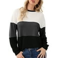 thumbnail image 3 of Pdbokew Womens 2025 Fall Winter Sweaters Casual Long Sleeve Ribbed Knit Crew Neck Lightweight Pullover Black L, 3 of 7
