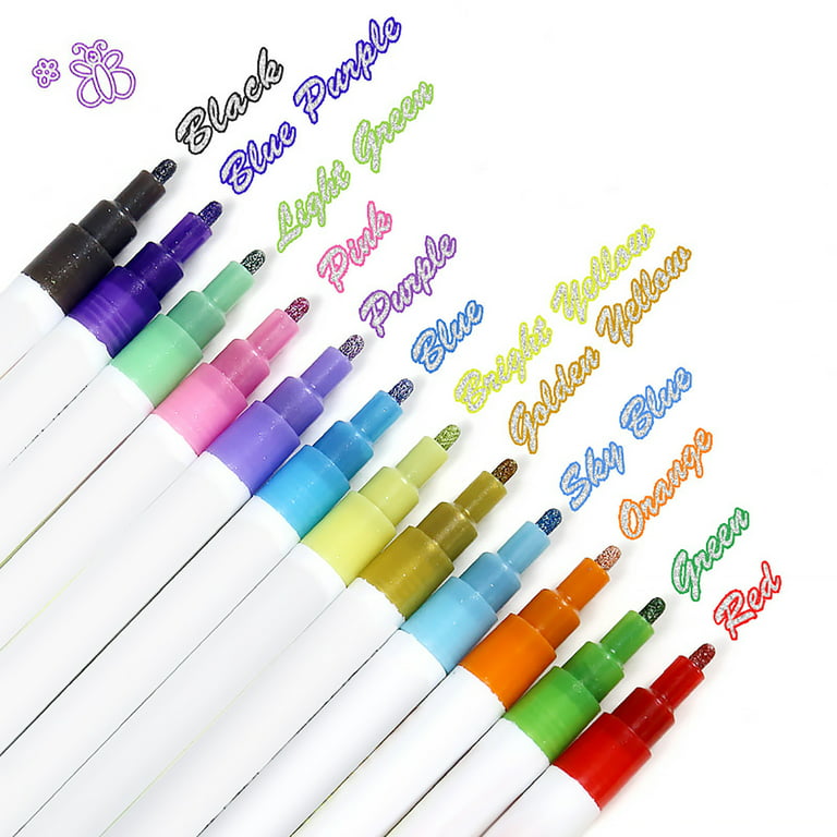 Dyfzdhu Double Line Markers Outline Pens Art Outline Marker Set 8/12 Colors Doodle Pen for Drawing Making Card Craft Project 5ml, Size: One Size