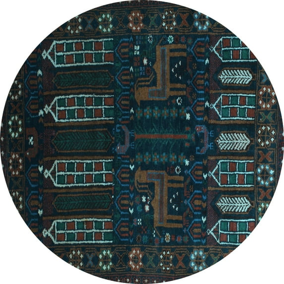 Ahgly Company Indoor Round Persian Light Blue Traditional Area Rugs, 5' Round