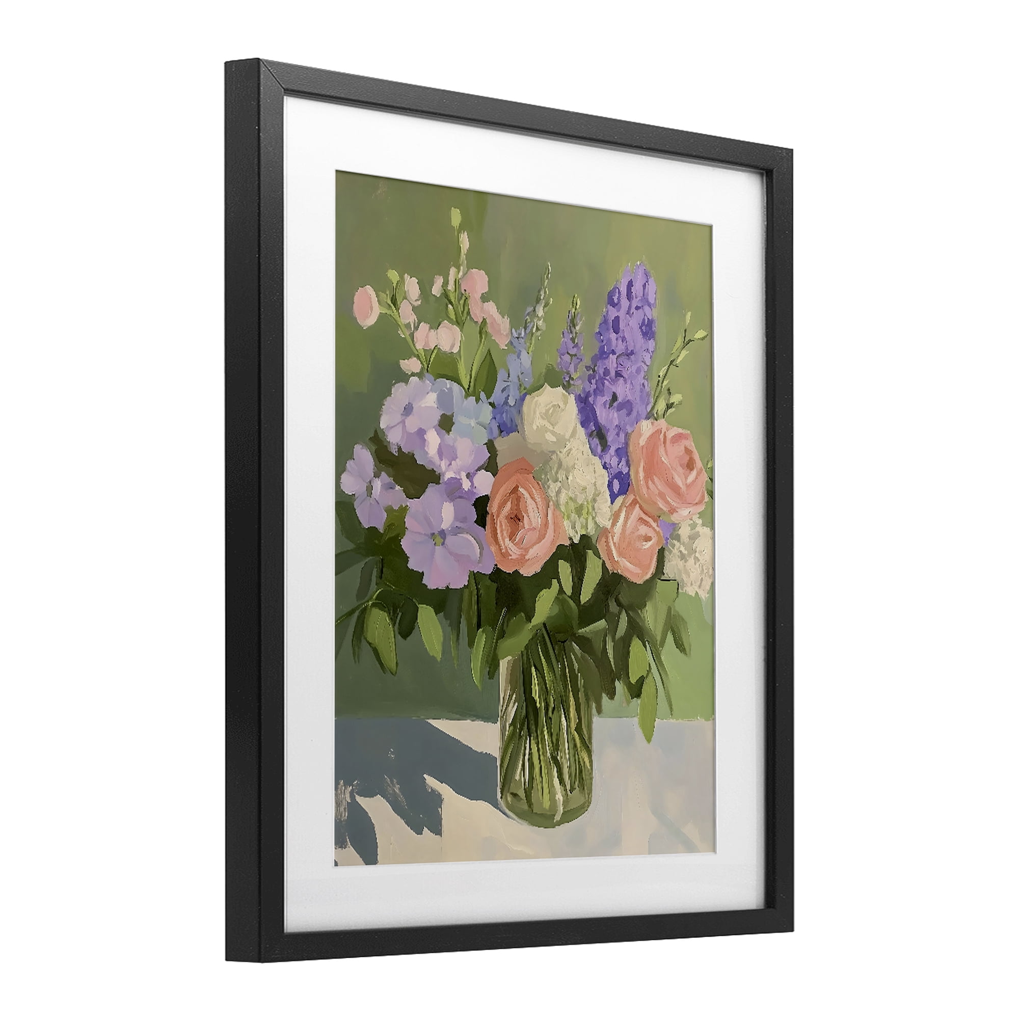 Stupell Industries Mixed Roses & Lilacs Bouquet Black Framed Print Under Glass, design by The Prints Vibe