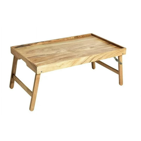 Better Homes & Gardens Acacia Wood Rectangular Bed Tray with Stand in Natural Finish Brown, One Size, Acacia Wood Bed Tray