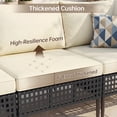 thumbnail image 4 of UDPATIO 7 Piece Wicker Patio Furniture Set, Outdoor Conversation Set， Sectional Sofa with Glass Coffee Table， Outdoor Sofa for Porch, Backyard, Black&Beige, 4 of 8