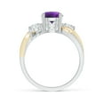thumbnail image 2 of ANGARA Natural 1.15 ct Amethyst and Diamond Twisted Vine Ring in 14K White & Yellow Gold for Women (Size-7mm) | February Birthstone, Anniversary, Jewelry Gift for Women | Natural Amethyst Ring, 2 of 9