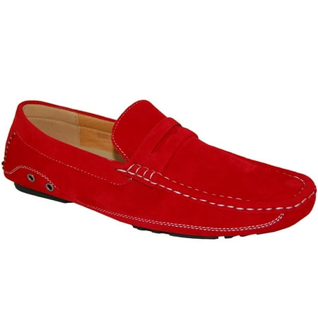 AMERICAN SHOE FACTORY Hot Suede Leather Lined Upper Red Slip Ons, (Best Way To Dye Leather Shoes)