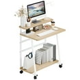 thumbnail image 2 of Jnismy 32" X 20" 3-Tiers Work Office Desk,Rolling Computer Desk with Monitor Stand,Computer Desk Modern Small Student Writing Desk,White, 2 of 12