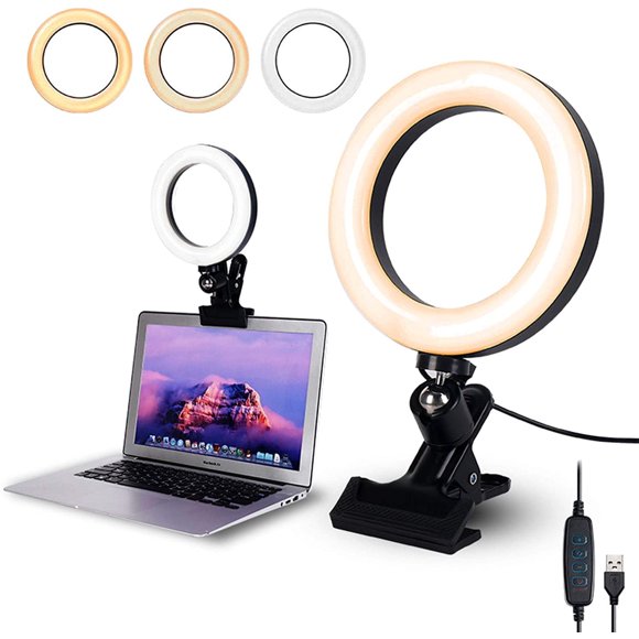 Ring Light For Webcam, Clip On Video Conferencing Light With Adjustable Brightness & Color Temperature For Remote Work And Zoom Calls (6.3")