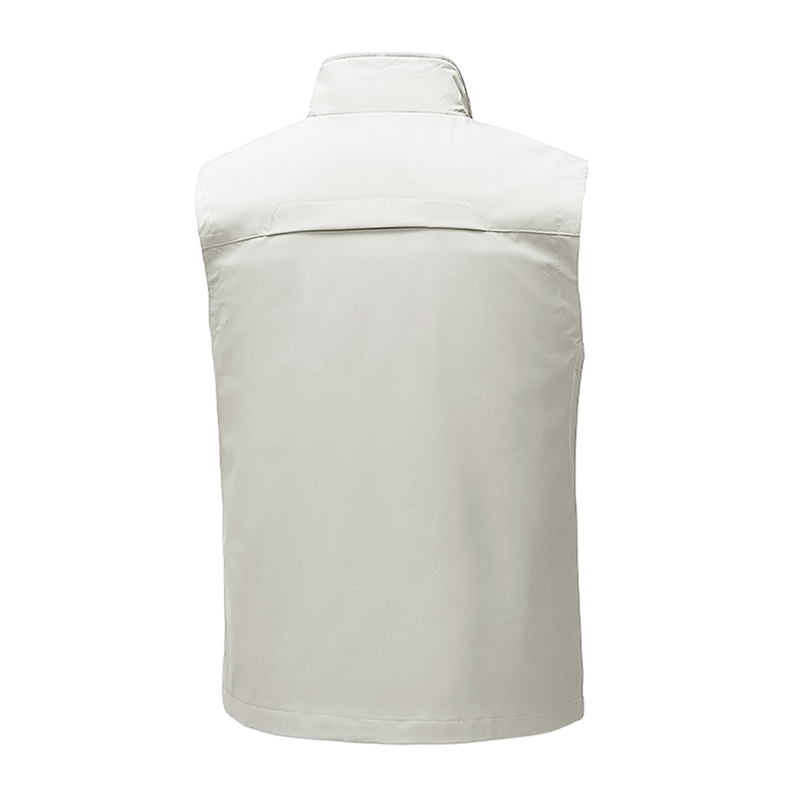 Men's Windproof Lightweight Golf Vest Softshell Sleeveless Jacket with Pockets for Running Hiking Sports Spring Fall,White,L
