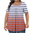 thumbnail image 3 of lcziwo Sales Today, Maternity Clothes for Women Summer Oversized Tops Casual Pleated Square Neck Short Sleeve Shirt 2025 Fashion Stripe Print Cotton Tunic Blouses Hot Pink XXXL, 3 of 6