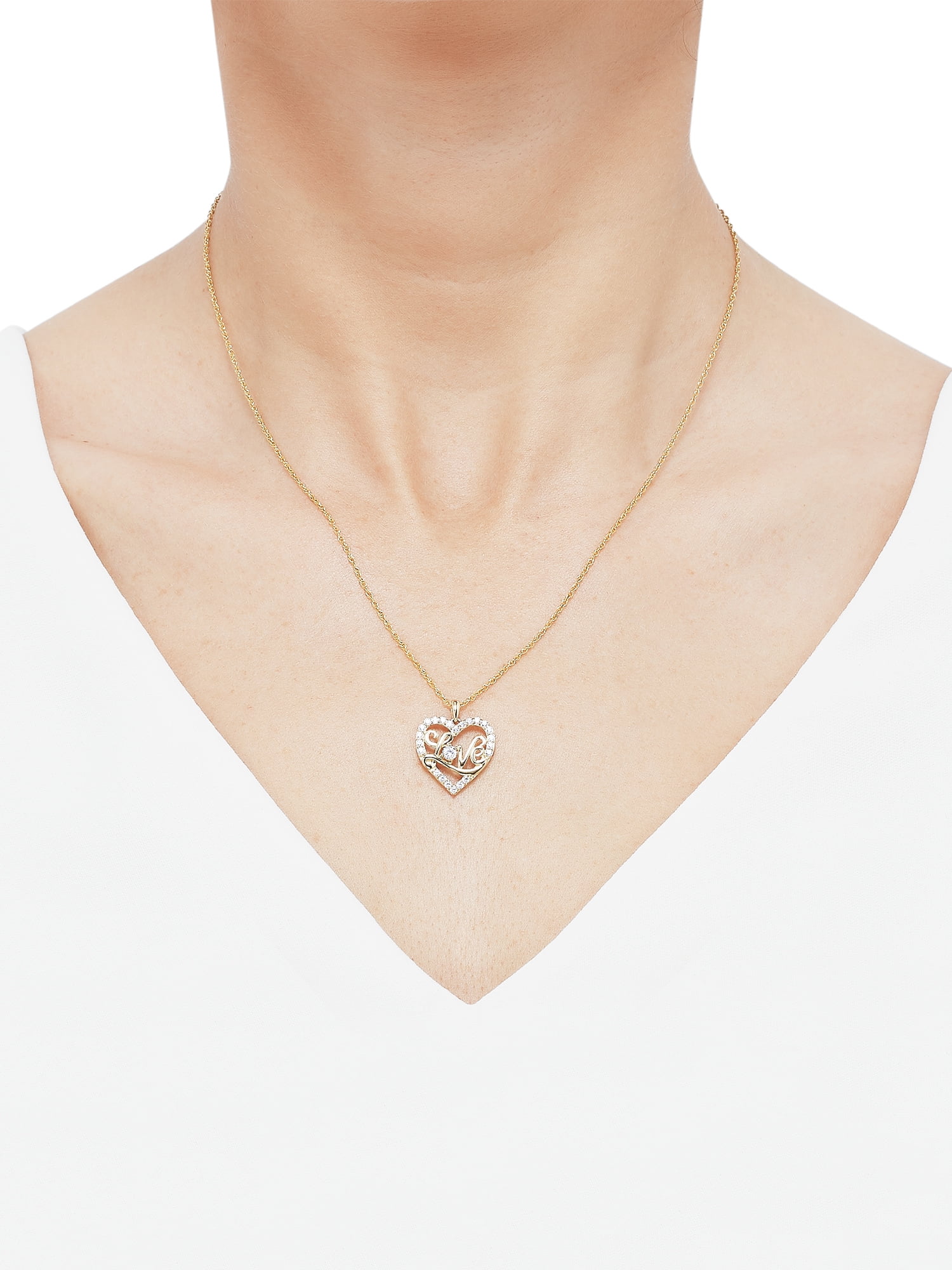 Brilliance Fine Jewelry Cubic Zirconia Heart 10K Yellow Gold on 18