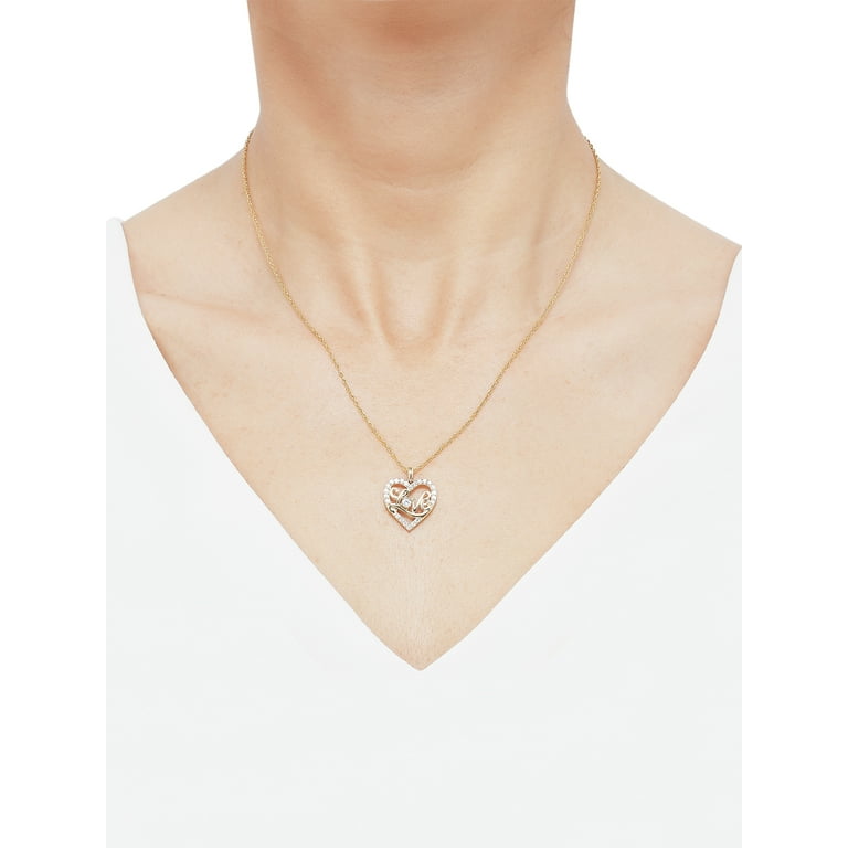 Brilliance Fine Jewelry Cubic Zirconia Heart 10K Yellow Gold on 18