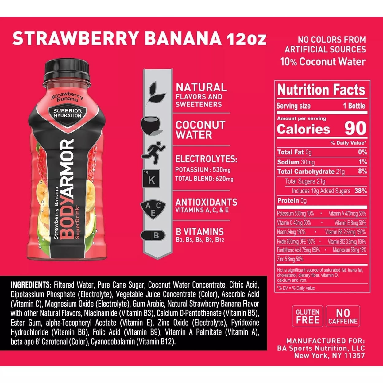 BodyArmor Sports Drink Variety Pack 12 Fluid Ounce (Pack of 24)